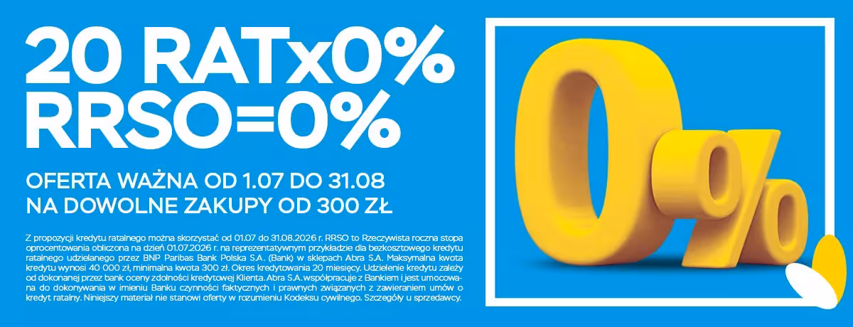 Raty 20x0% na zakupy od 300 zł